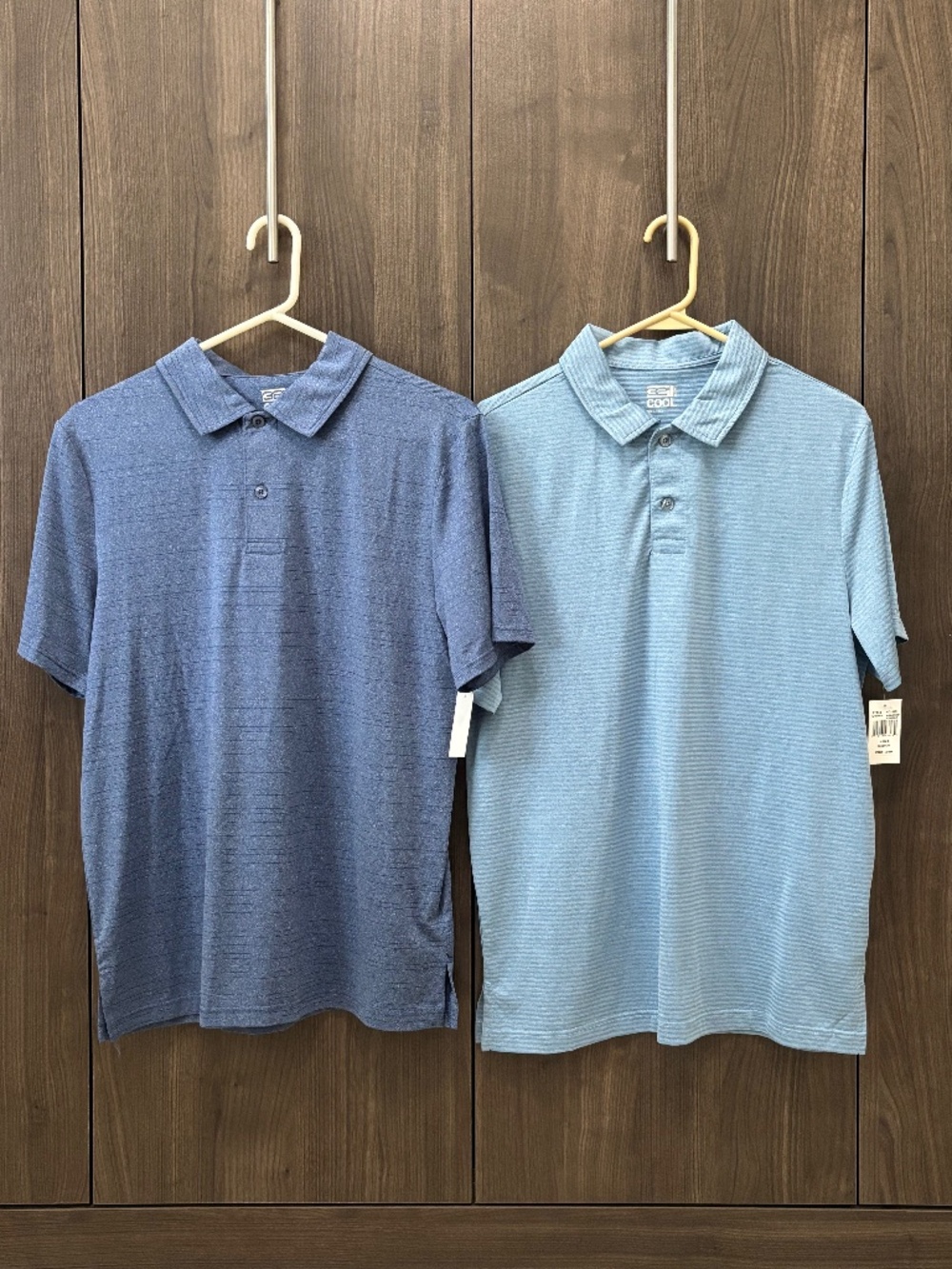 32 Degrees Cool 2-pack Mens Polo Shirts Blue Striped Short Sleeve Tops Size M